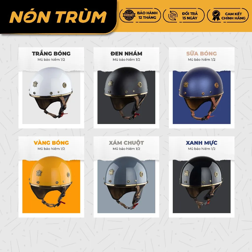 Ảnh Mũ bảo hiểm nửa đầu Royal M379 có đệm cổ chính hãng cho nam nữ đi xe máy 2