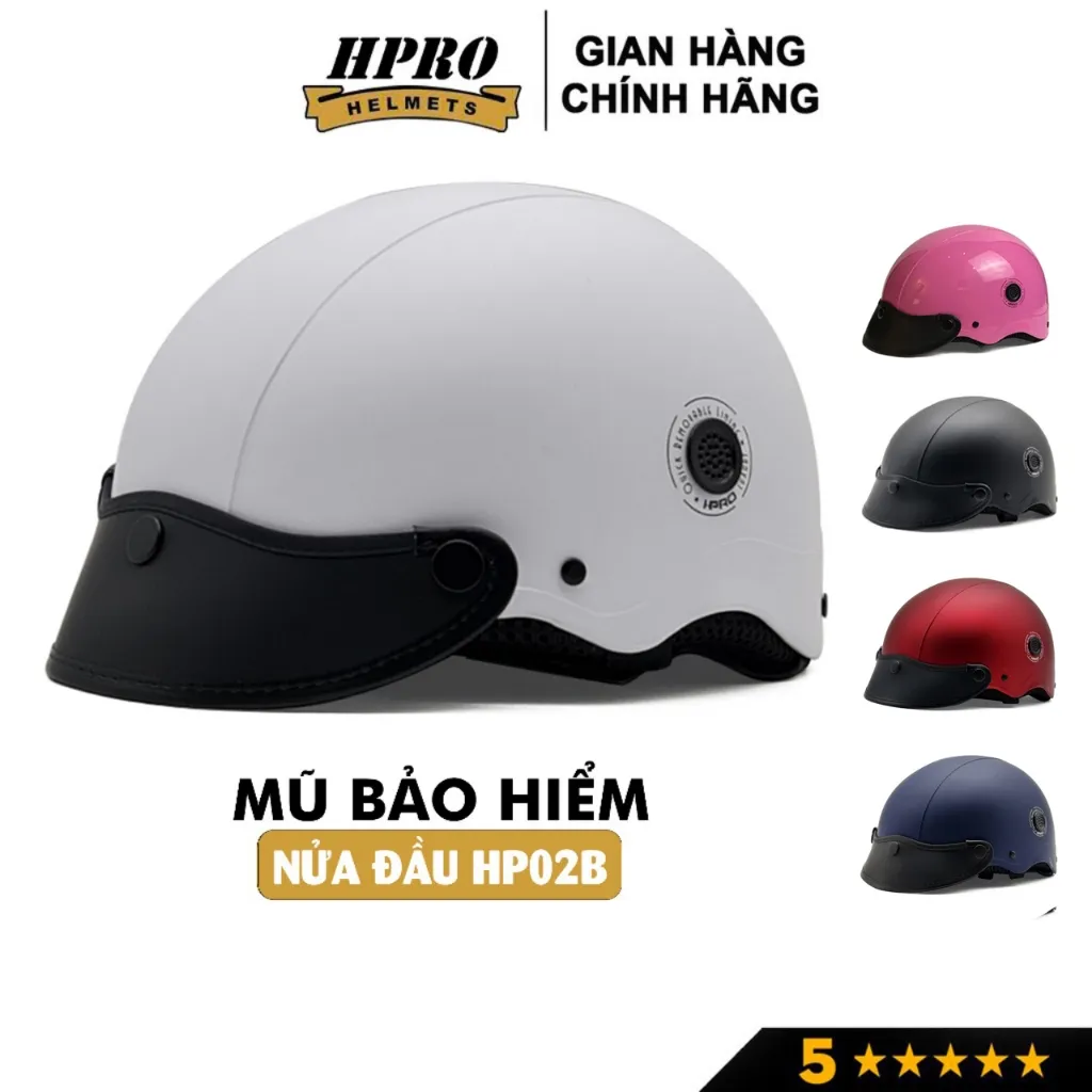 Ảnh Mũ bảo hiểm nửa đầu thời trang Hpro helmet HP02B, nhiều màu sắc cá tính, kiểu dáng nón sơn Freesize (52-56cm) 1