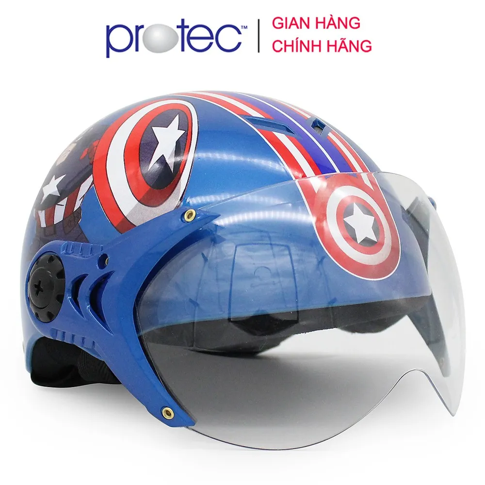 Ảnh Mũ bảo hiểm nửa đầu trẻ em có kính Protec Kitty, họa tiết siêu anh hùng mạnh mẽ, năng động cho bé 1