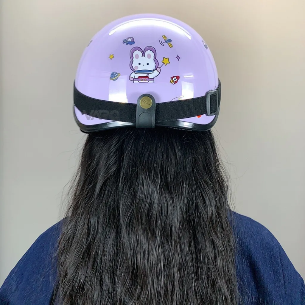 Ảnh Mũ Bảo Hiểm Nửa Đầu VaroHelmet Tem Thỏ, Gấu Dễ Thương Kèm Kính Phi Công, Kính UV Chính Hãng 4