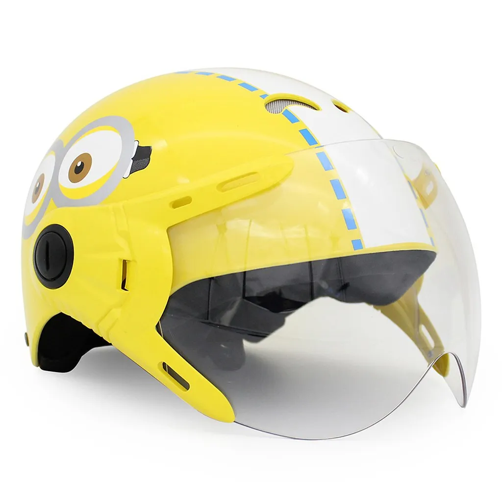 Ảnh Mũ bảo hiểm trẻ em 1/2 đầu có kính Protec KITTY, họa tiết Minion, an toàn, siêu nhẹ 3