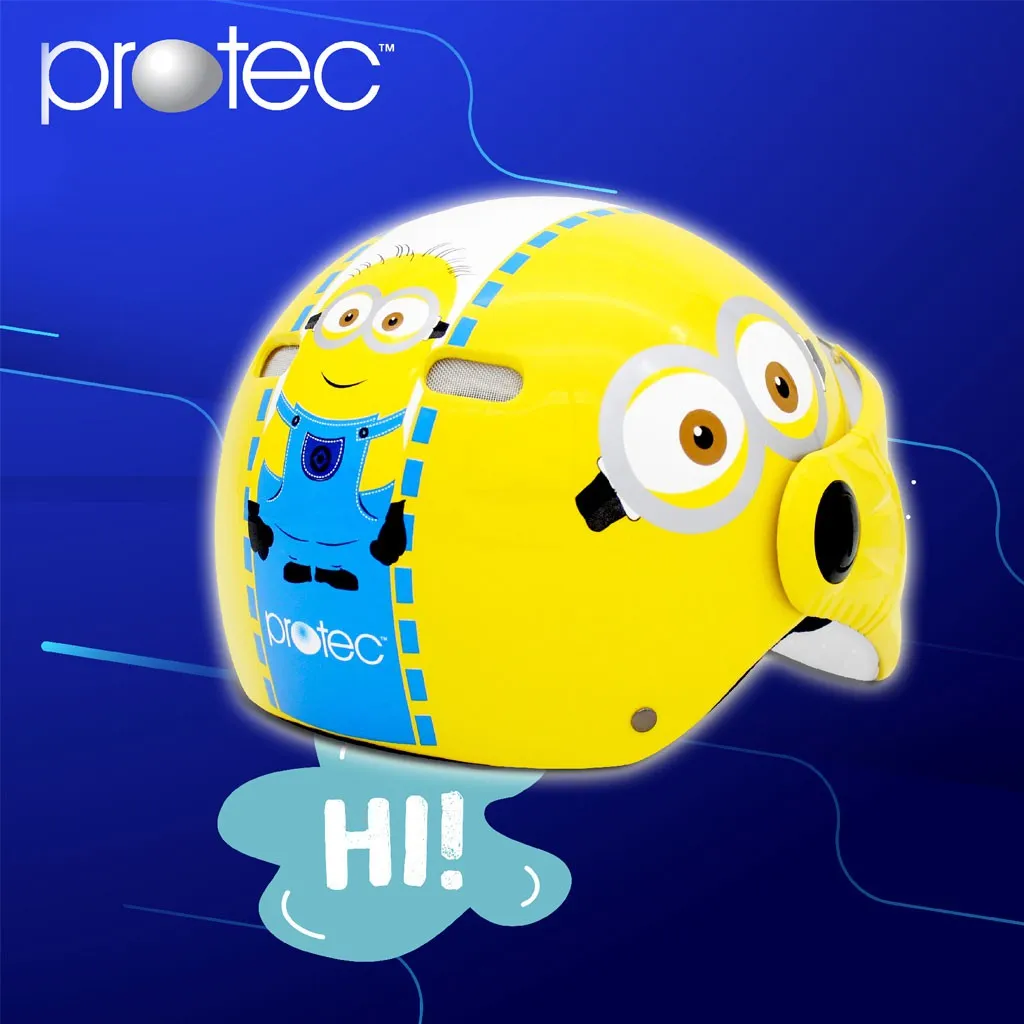 Ảnh Mũ bảo hiểm trẻ em 1/2 đầu có kính Protec KITTY, họa tiết Minion, an toàn, siêu nhẹ 4