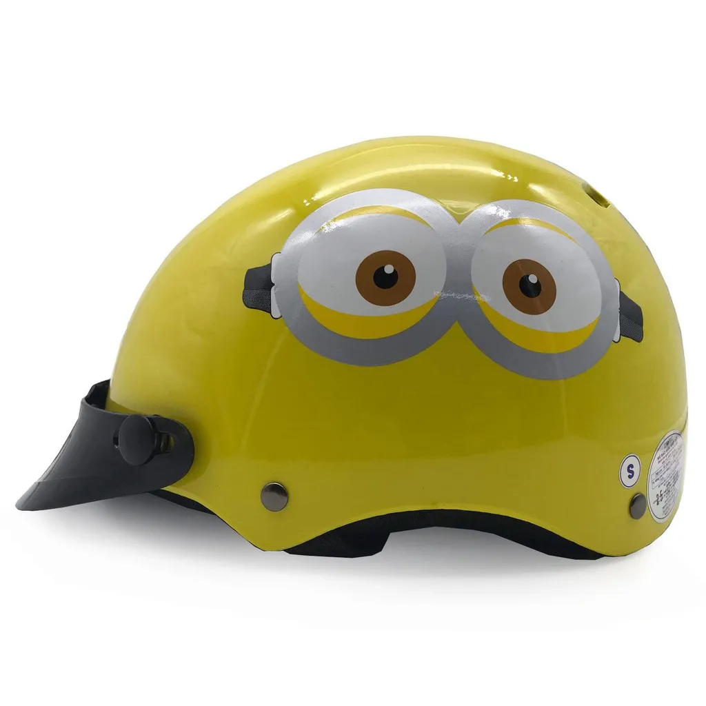 Ảnh Mũ Bảo Hiểm Trẻ Em 1/2 Đầu Không Kính Protec KITTY Họa Tiết Minion Sinh Động, Dễ Thương 2