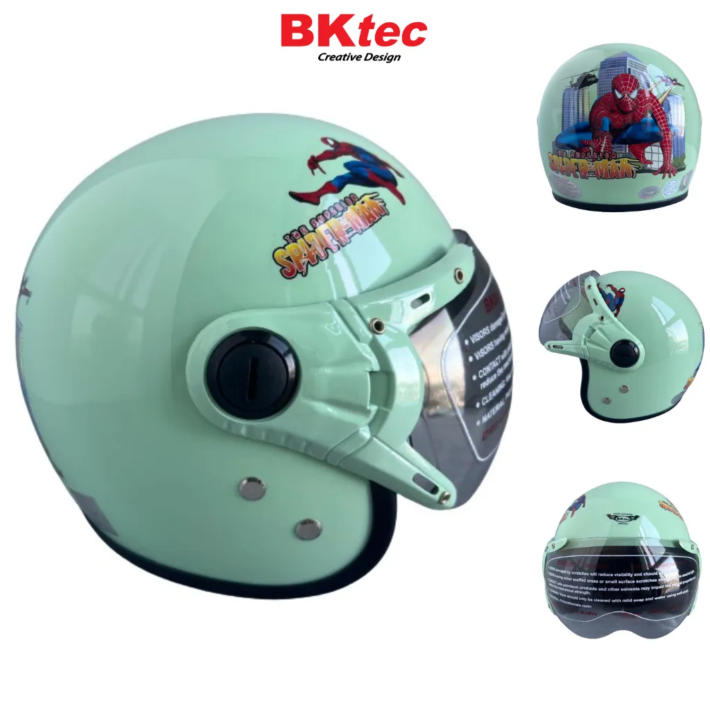 Ảnh Mũ bảo hiểm trẻ em trùm đầu - BKtec BK32 Spider Man - Dành cho bé Nặng dưới 25kg - Bé từ 4 đến 8 tuổi - Vòng đầu 50-52cm 1