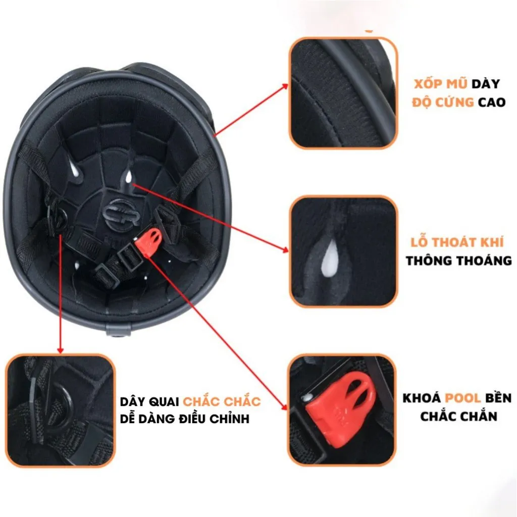 Ảnh Mũ bảo hiểm trơn 1/2, nón bảo hiểm nửa đầu màu sơn trơn kính phi công, giá rẻ nhiều màu nam nữ siêu cute 2