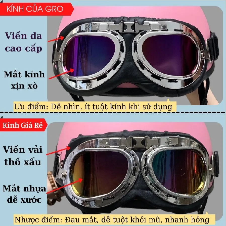 Ảnh Mũ bảo hiểm trơn 1/2, nón bảo hiểm nửa đầu màu sơn trơn kính phi công, giá rẻ nhiều màu nam nữ siêu cute 3