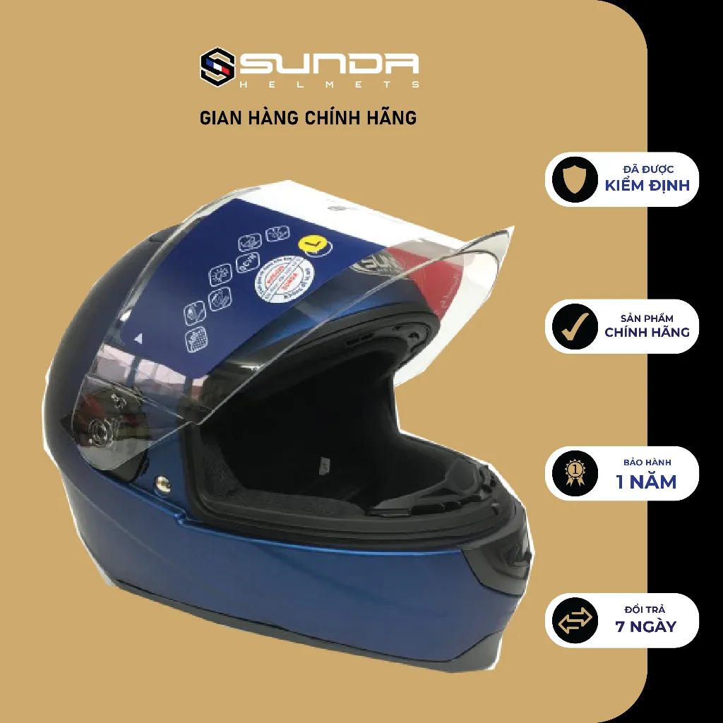 Ảnh Mũ bảo hiểm trùm đầu cao cấp SUNDA 821 – chính hãng 3