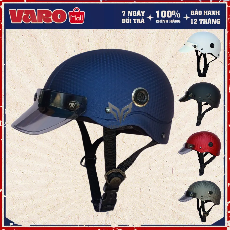 Ảnh Mũ Bảo Hiểm VARO Nửa Đầu [CHÍNH HÃNG] [FREESHIP] - Nón Bảo Hiểm 1/2 Sơn Nhám Cao Cấp Chống Trầy 1