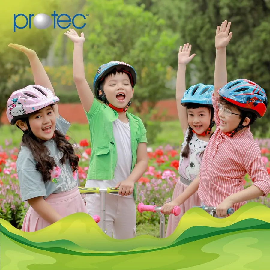Ảnh Mũ bảo hiểm xe đạp trẻ em Protec SMILE, siêu nhẹ, có đèn hậu an toàn, họa tiết đẹp cho bé 4