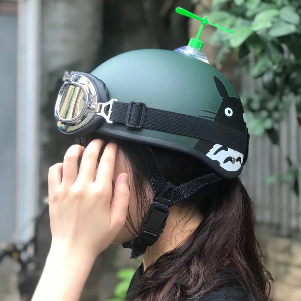Ảnh Mũ bảo hiểm xe máy Hpro Helmet thời trang, họa tiết Mèo Totoro cute, kiểu dáng nửa đầu 1/2 Freesize (55-59cm) 4