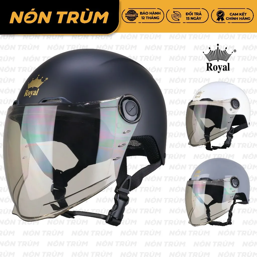 Ảnh Mũ bảo hiểm xe máy nửa đầu Royal M555 có kính, nón freesize cho nam và nữ đi xe máy 1