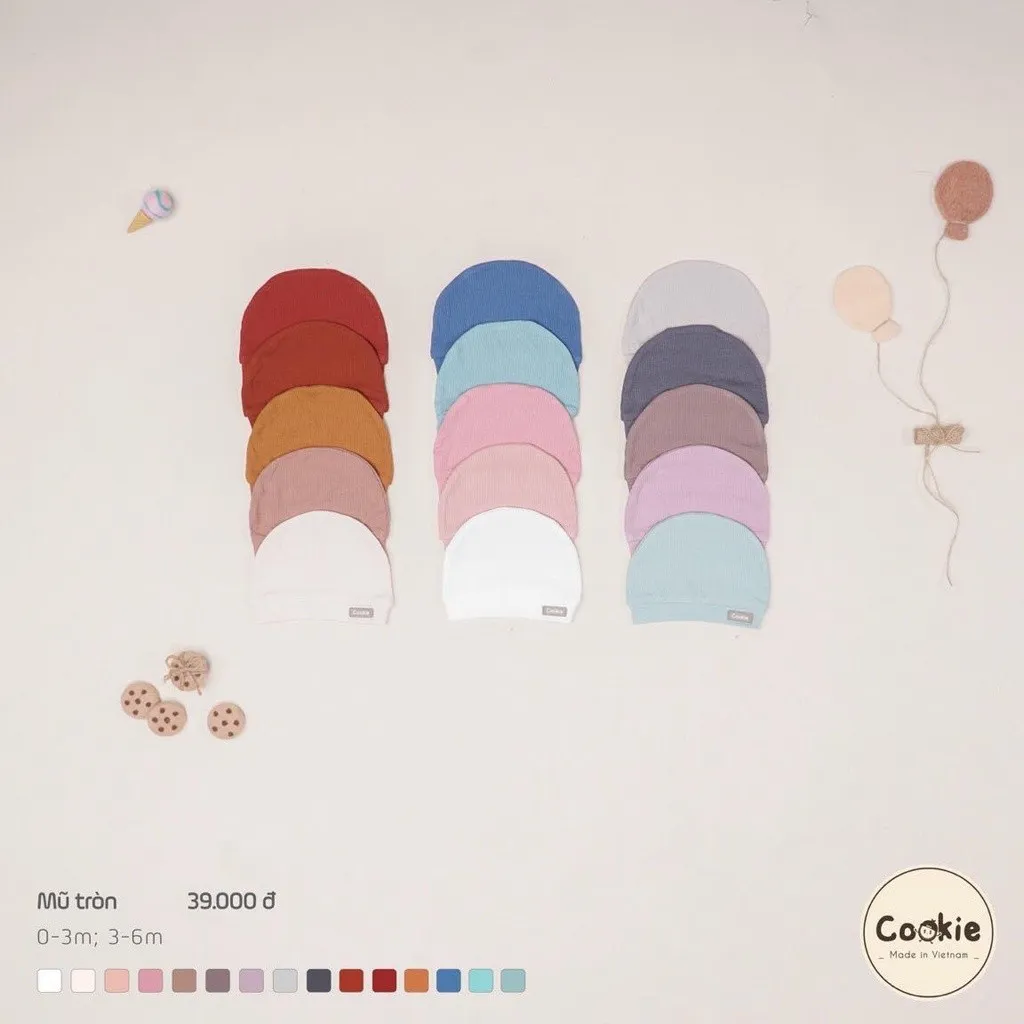 Ảnh Mũ Cho Bé Sơ Sinh COOKIE, Mũ Tròn Sơ Sinh Size Từ 0 Đến 6 Tháng 1