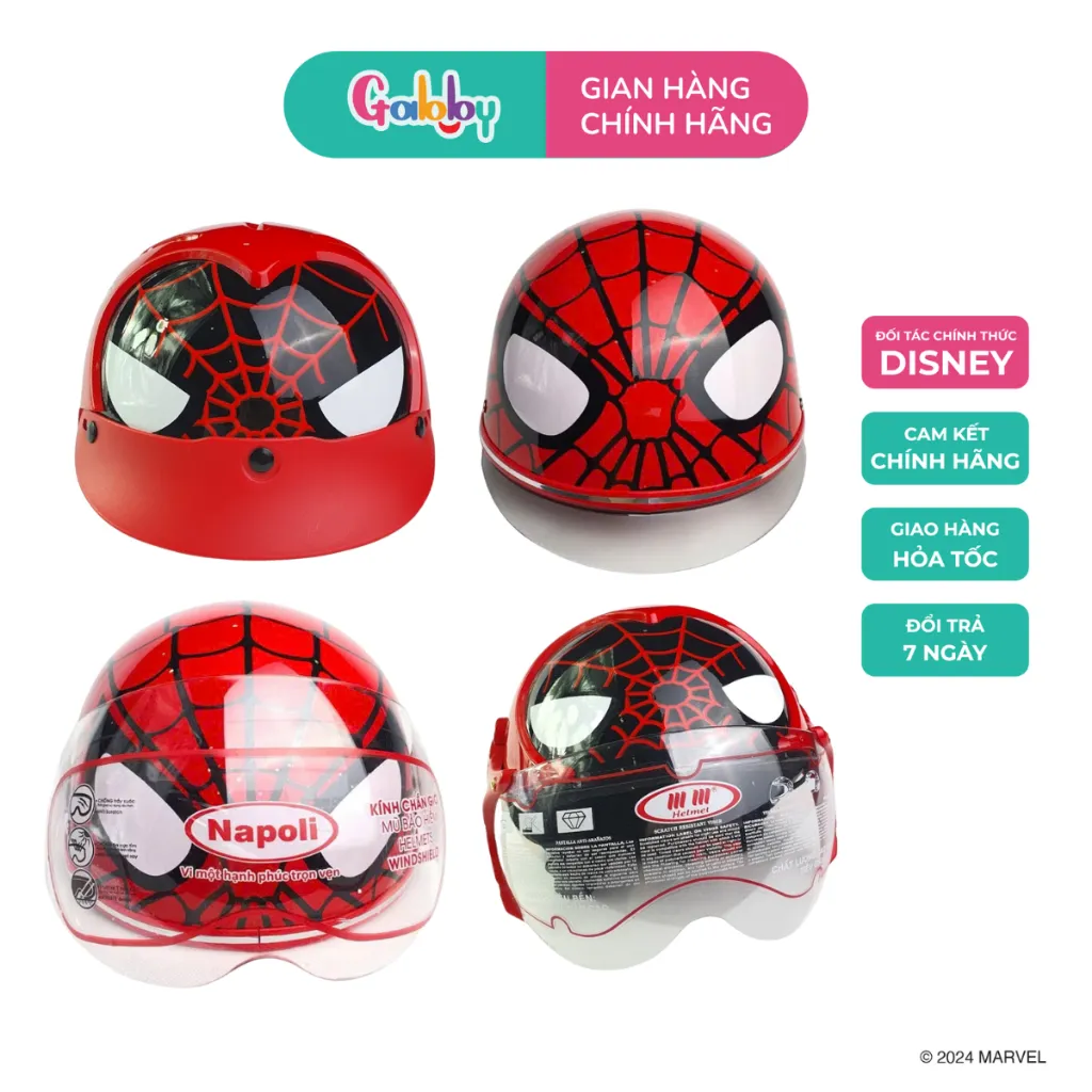 Ảnh Mũ Nón Bảo Hiểm Cho Bé Mesuca Người Nhện Spiderman Napoli Siêu Thoáng Nhẹ Đầu (Có Kính/ Không Kính) 1