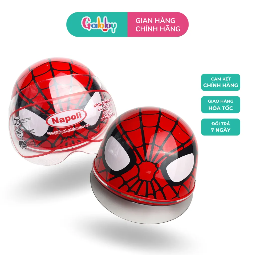 Ảnh Mũ Nón Bảo Hiểm Cho Bé Mesuca Người Nhện Spiderman Napoli Siêu Thoáng Nhẹ Đầu (Có Kính/ Không Kính) 2