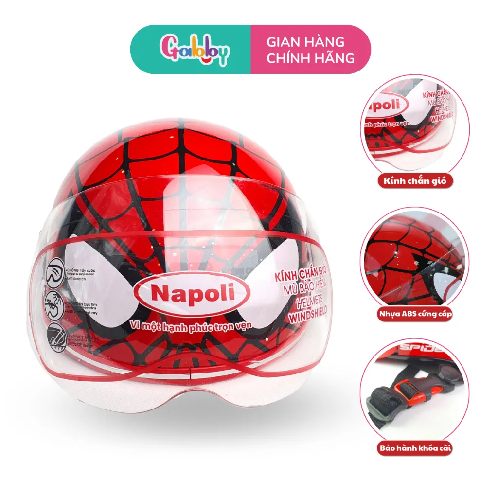 Ảnh Mũ Nón Bảo Hiểm Cho Bé Mesuca Người Nhện Spiderman Napoli Siêu Thoáng Nhẹ Đầu (Có Kính/ Không Kính) 4