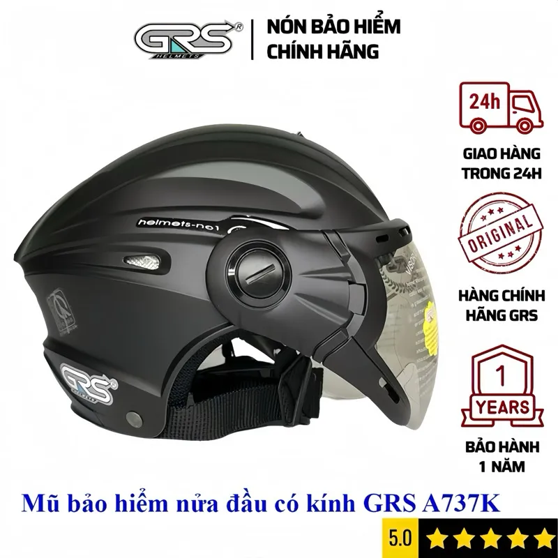 Ảnh Mũ nón bảo hiểm nửa đầu có kính GRS A737K chính hãng nhiều màu 1