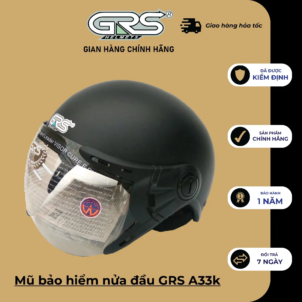 Ảnh Mũ nón bảo hiểm nửa đầu có kính GRS A33k nhiều màu thoáng khí siêu hot 1