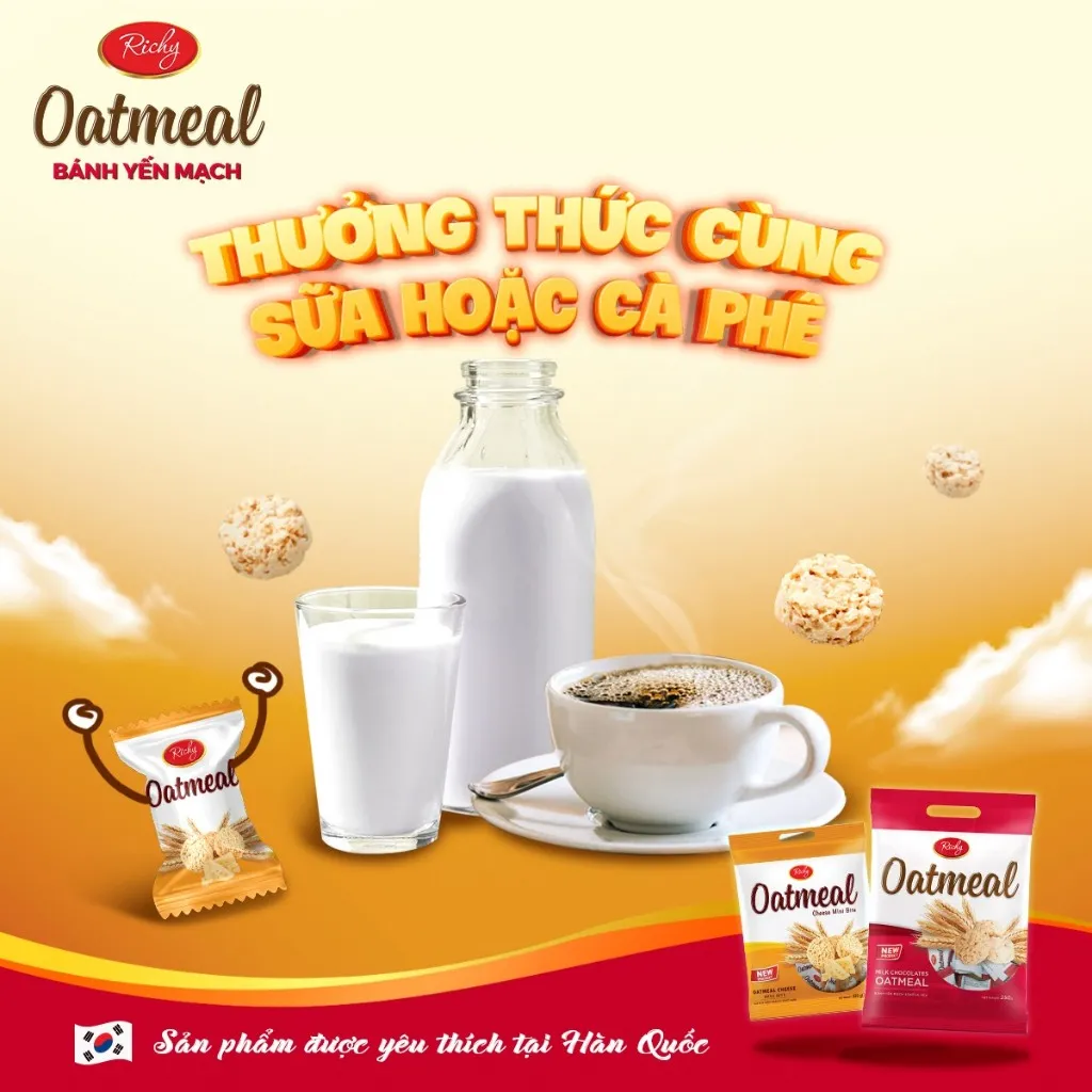 Ảnh [MUA 1 TẶNG 1] Bánh yến mạch Richy Oatmeal hộp thiếc 200g 3