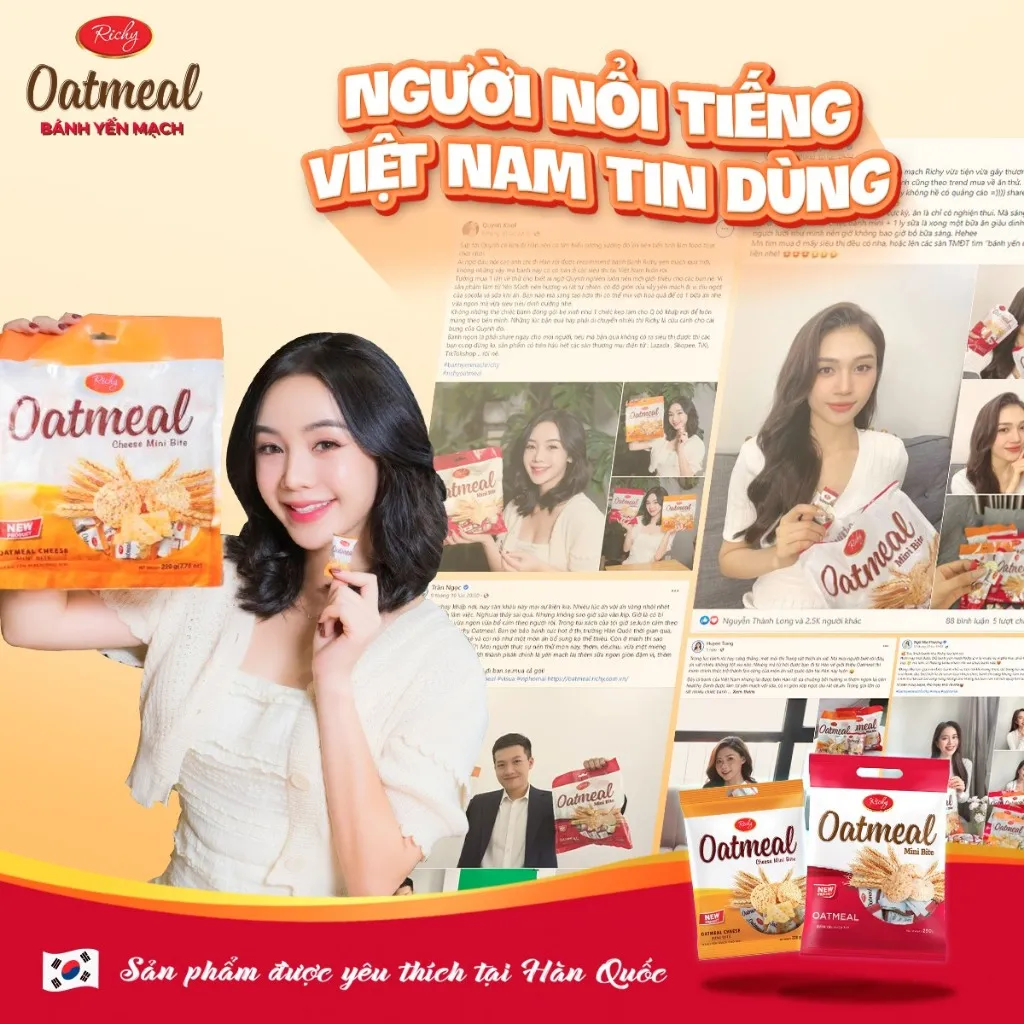 Ảnh [MUA 1 TẶNG 1] Bánh yến mạch Richy Oatmeal hộp thiếc 200g 4