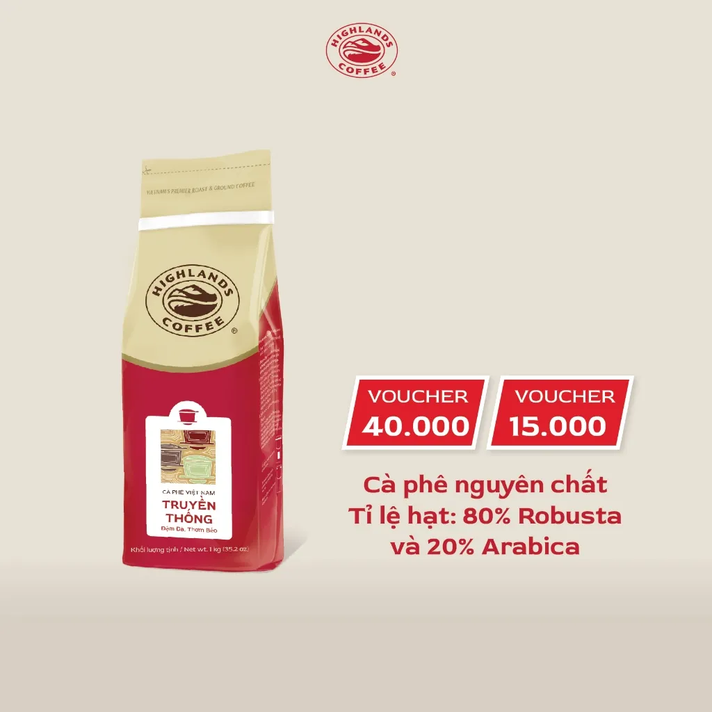 Ảnh Mua 1 tặng 1 - Cà phê bột Truyền thống Highlands Coffee 1Kg Tặng 1 gói 200gr (kiểm tra quà tặng tại giỏ hàng) 1