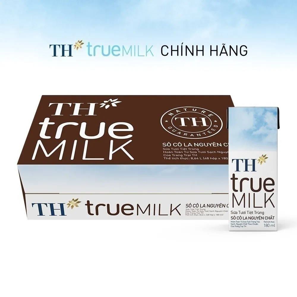 Ảnh [Mua 12 +1 quy đổi giảm 7%] Thùng 48 hộp sữa tươi tiệt trùng TH true MILK sôcôla nguyên chất 180 ml (180 ml x 48) 1