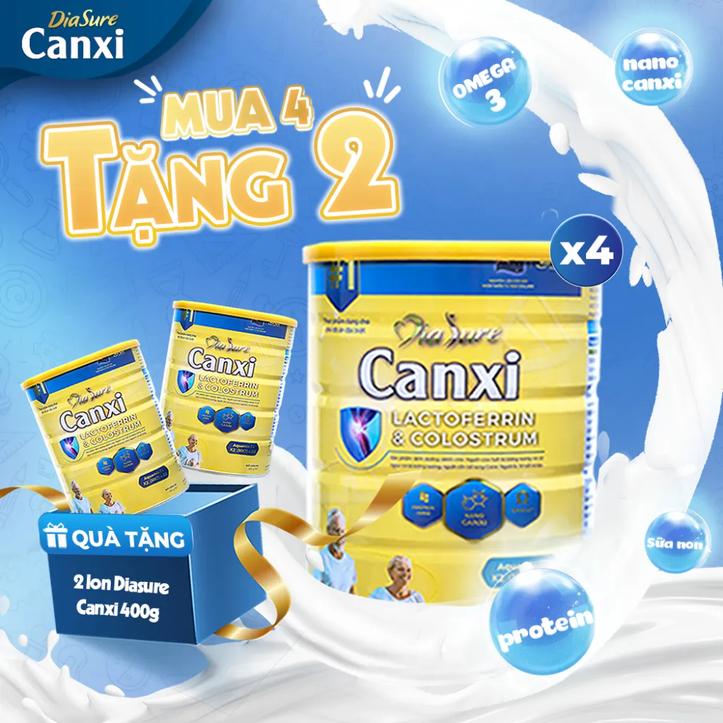 Ảnh Mua 4 TẶNG 2 Lon 400G, Diasure Canxi 850G - Bổ Sung Canxi Nano, Bảo Vệ Xương Khớp, Chống Đâu Nhức Xương Khớp 1