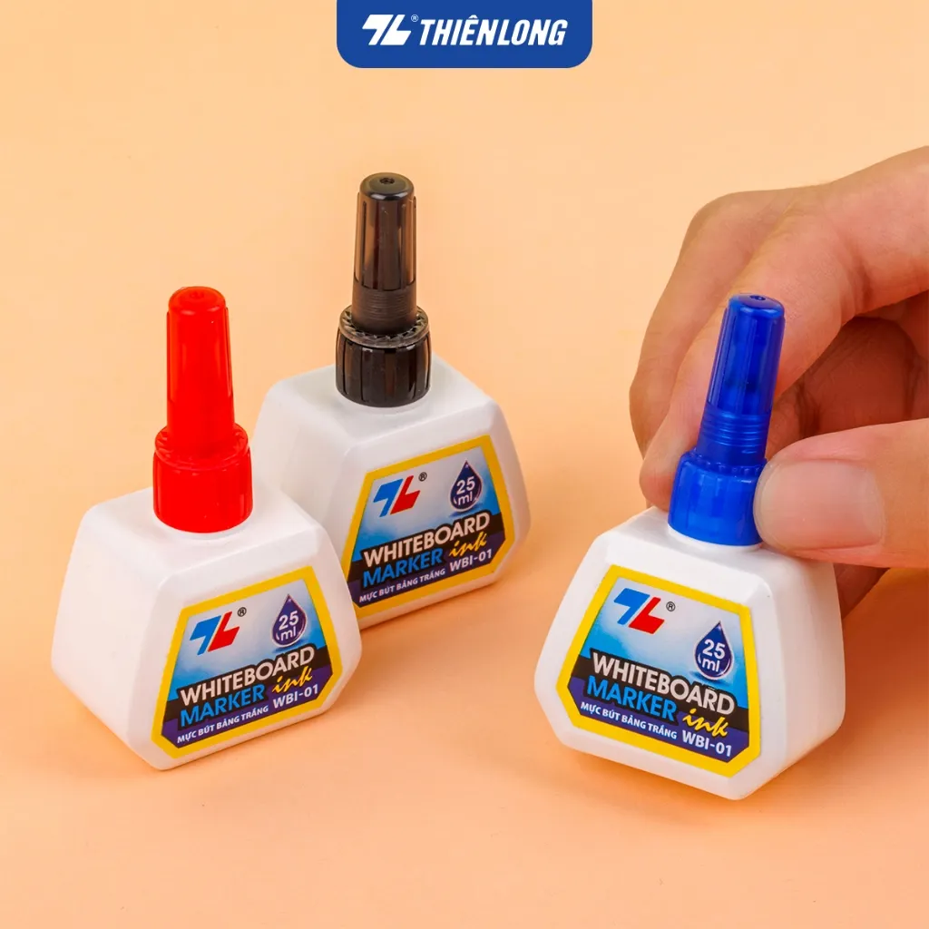 Ảnh Mực bút lông bảng bôi được WBI-01 Thiên Long 3 màu, xanh/đỏ/đen, bơm tiện lợi, mực tươi, khô nhanh, tiêu chuẩn quốc tế 2