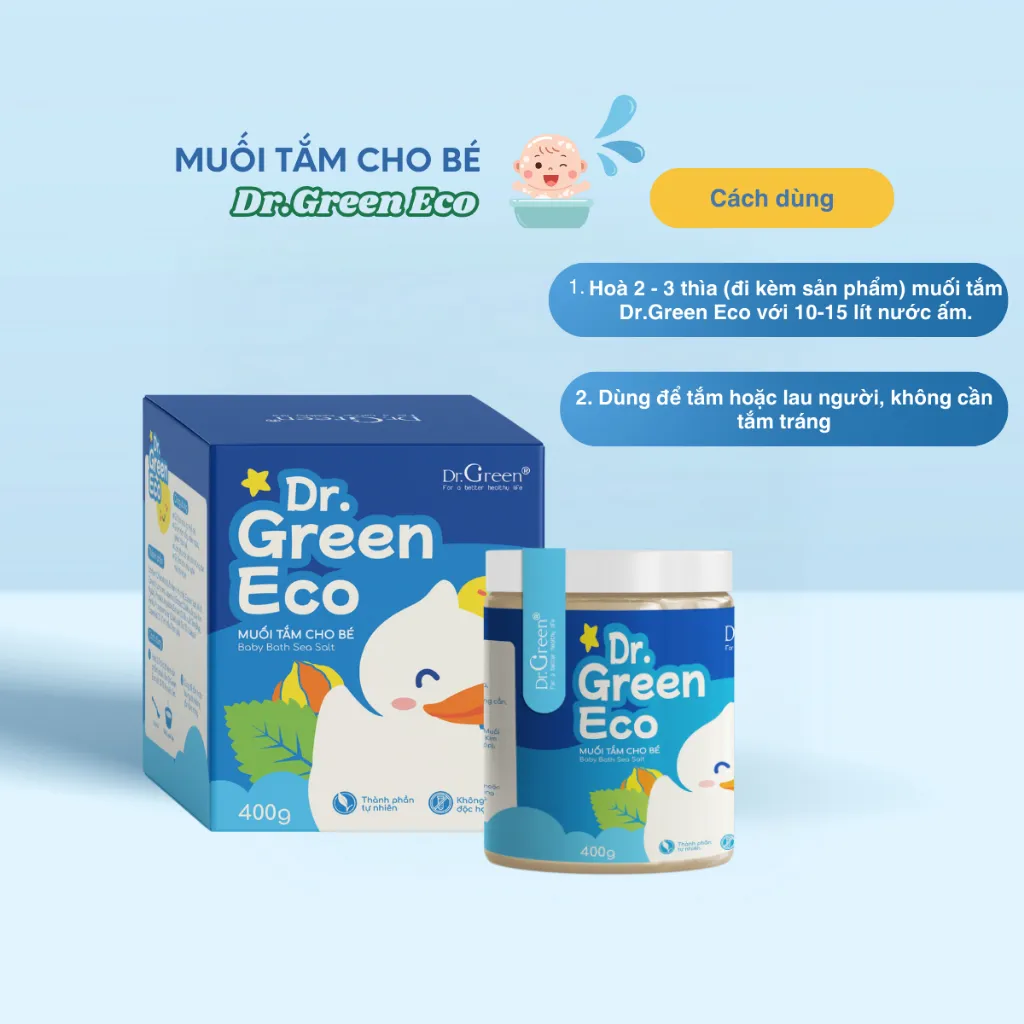 Ảnh Muối tắm bé thảo dược từ thiên nhiên sạch rôm sảy tăng đề kháng cho bé - hộp 400g | Dr.Green Eco | 3