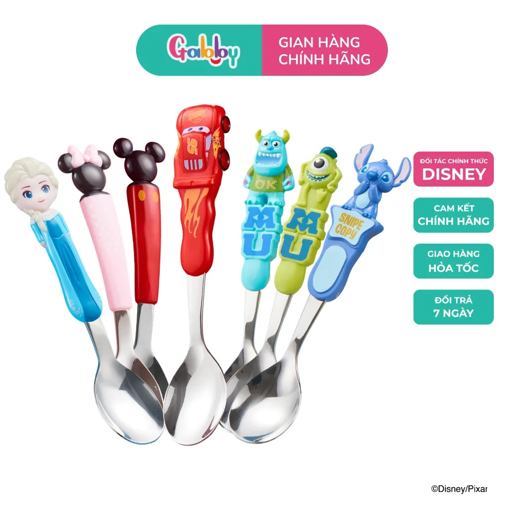 Ảnh Muỗng/ Thìa Inox Ăn OASIS PARK Cán Nhựa 3D Hình Nhân Vật Disney 1