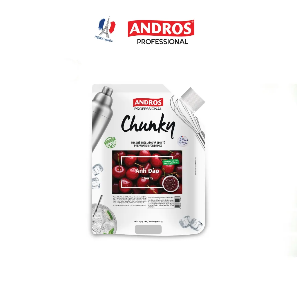 Ảnh Mứt Pha Chế Anh Đào - Có miếng trái cây thật - Nguyên liệu pha chế - ANDROS CHUNKY - 1kg 3