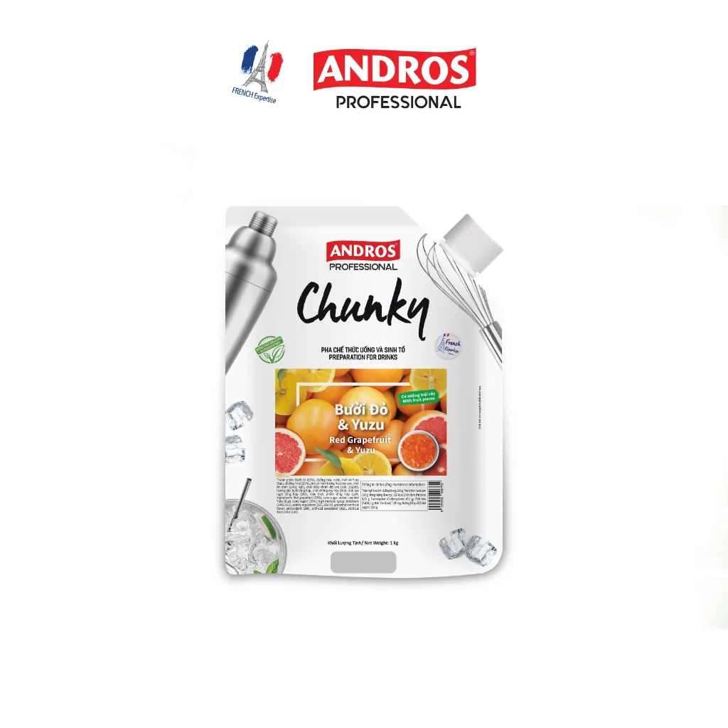 Ảnh Mứt Pha Chế Bưởi đỏ & Yuzu - Có miếng trái cây thật - Nguyên liệu pha chế -  ANDROS CHUNKY - 1kg 3
