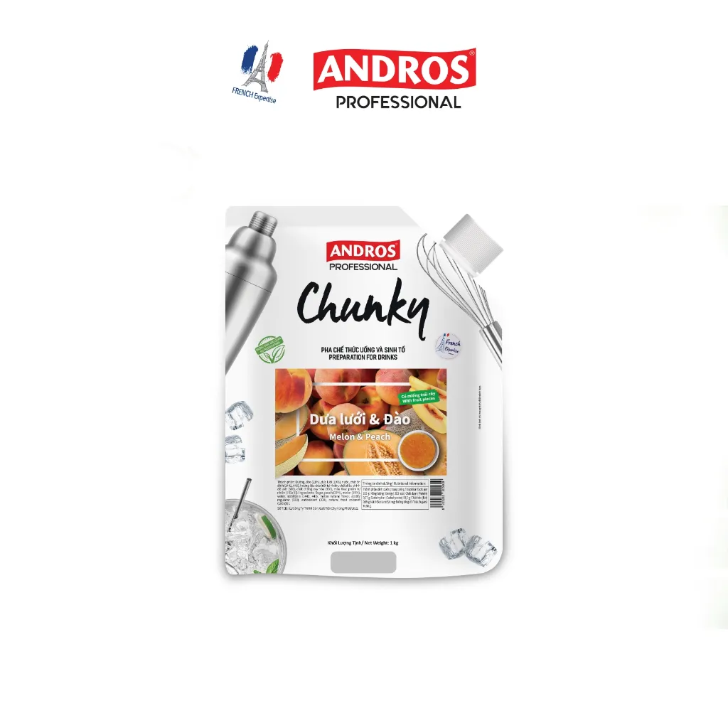 Ảnh Mứt Pha Chế Dưa Lưới & Đào - Có miếng trái cây thật - Nguyên liệu pha chế - ANDROS CHUNKY - 1kg 3