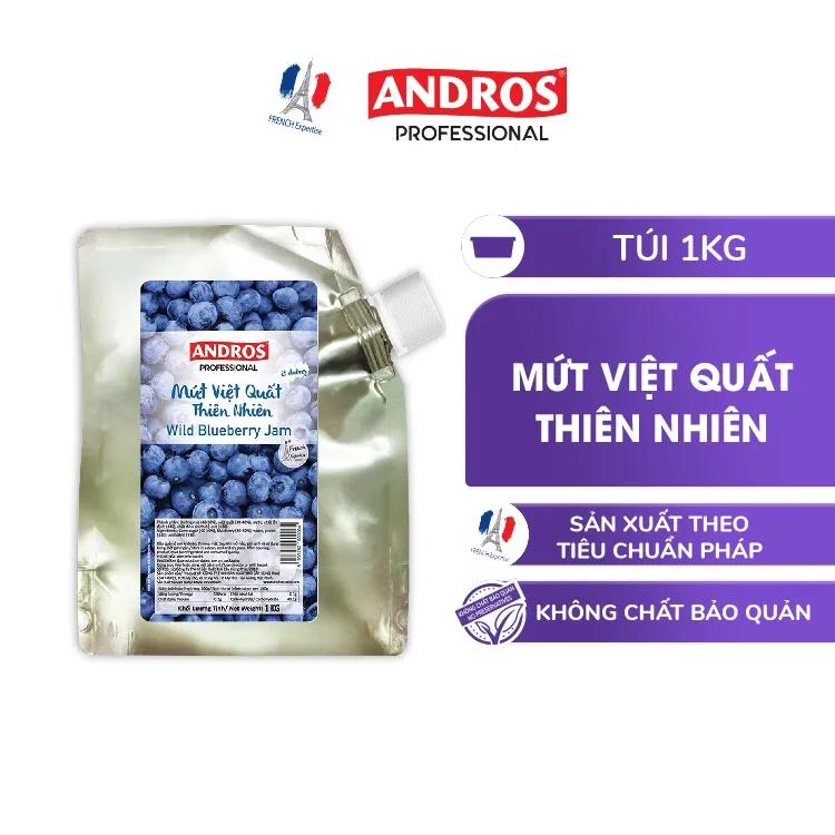 Ảnh Mứt Việt Quất Thiên Nhiên Ít Đường - Không chất bảo quản - ANDROS - 1KG 2