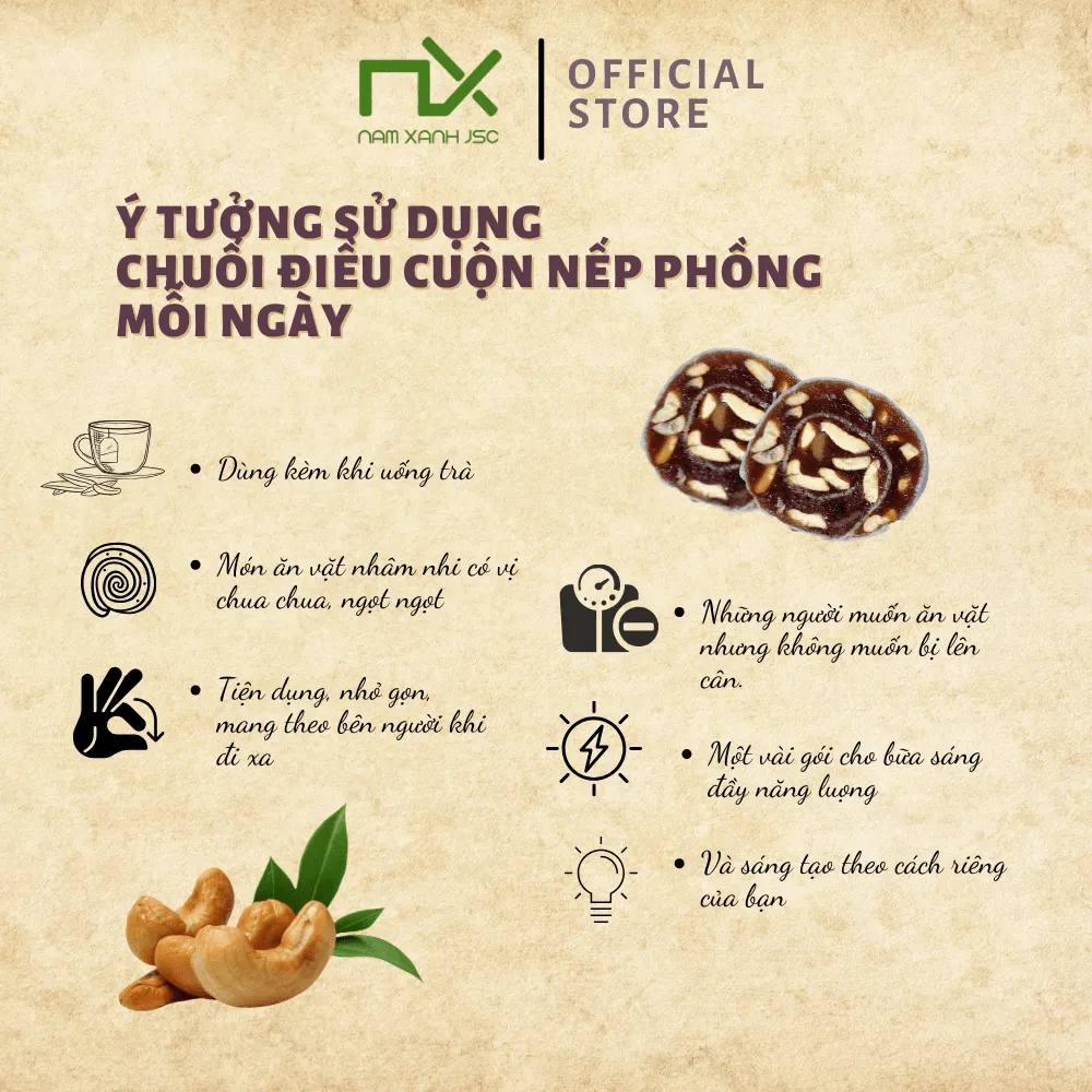 Ảnh Nam Xanh Chuối điều cuộn nếp phồng túi 40g 1