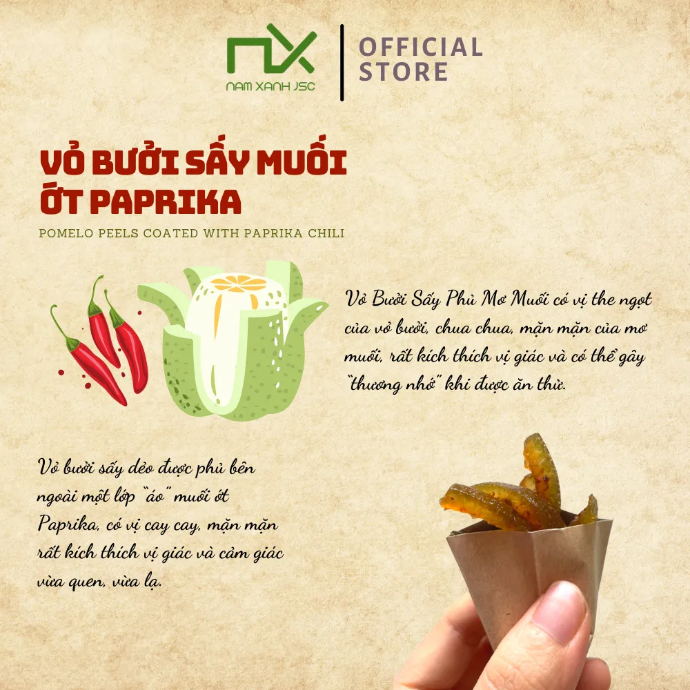 Ảnh Nam Xanh Mứt Vỏ Bưởi Sấy Muối Ớt Paprika Túi 40gr 1