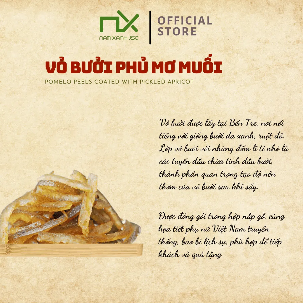 Ảnh Nam Xanh Mứt Vỏ Bưởi Sấy Phủ Mơ Muối Túi 40gr 2