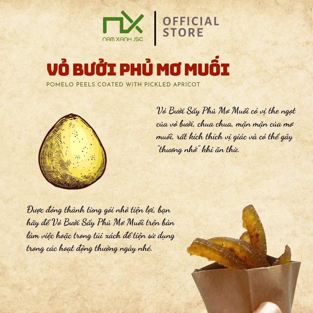 Ảnh Nam Xanh Mứt Vỏ Bưởi Sấy Phủ Mơ Muối Túi 40gr 3