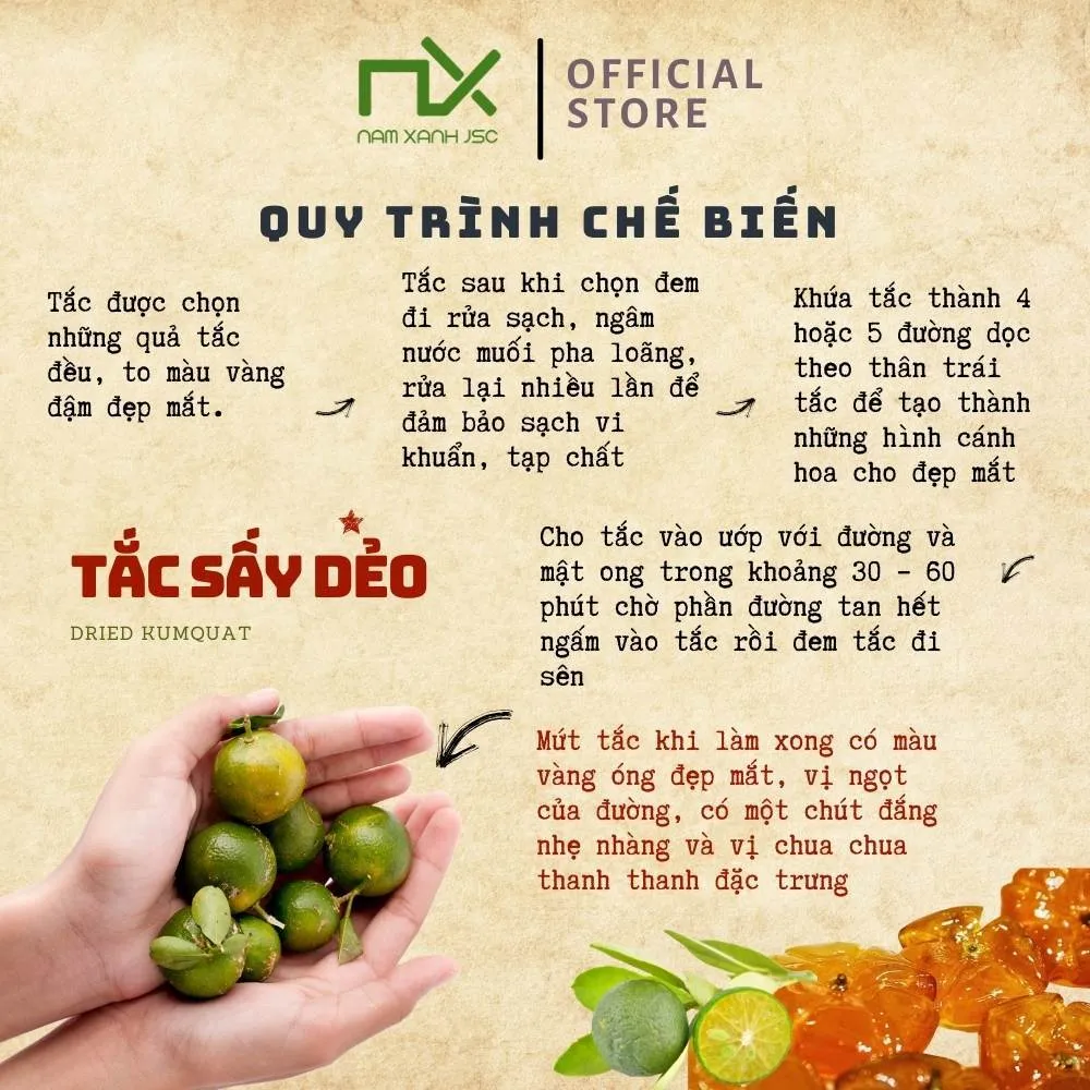 Ảnh Nam Xanh Tắc Sấy Dẻo Mật Ong Dried Kumquat Honey 140g(160g) 1
