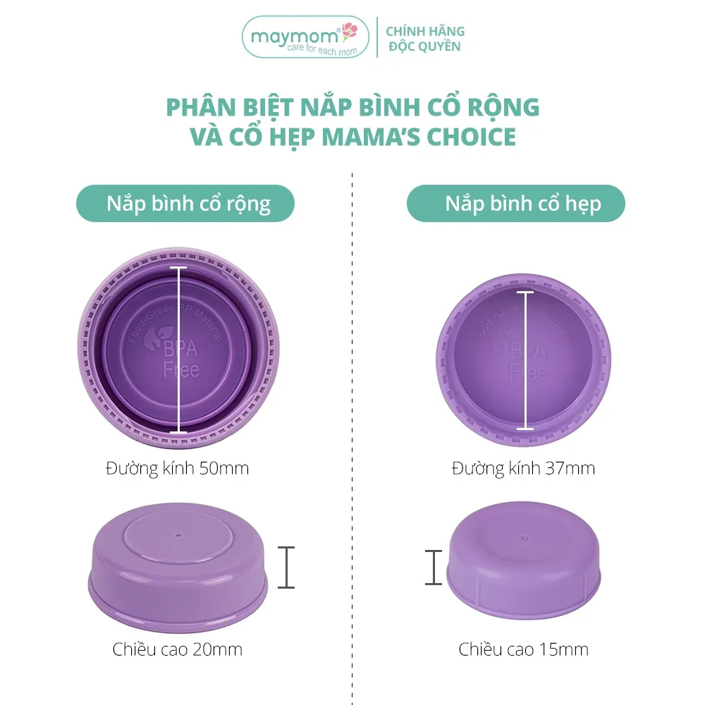 Ảnh Nắp Bình Sữa Mama's Choice, Tương Thích Bình Sữa Cổ Rộng Spectra, Avent, Rozabi và Bình Sữa Cổ Hẹp Medela, Unimom 4