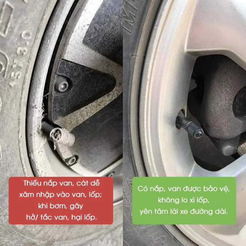 Ảnh Nắp van lốp ô tô chụp bảo vệ van xe hơi, phụ kiện oto Tâm Luân 1