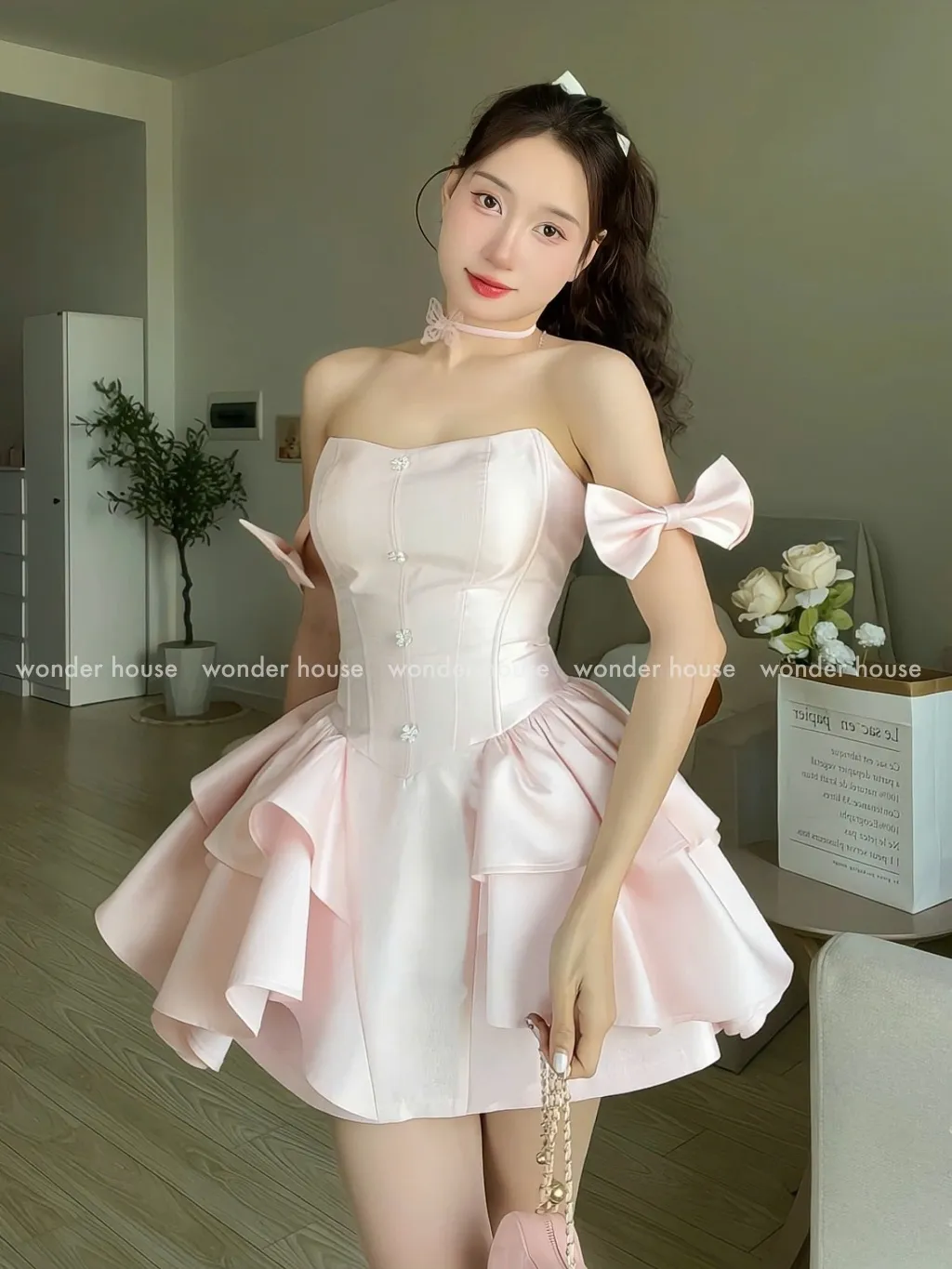Ảnh Nari Dress Wonderhouse Đầm thiết kế cup ngực dáng xòe công chúa chất vải dày dặn dự tiệc, dạo phố nữ tính sang trọng 3