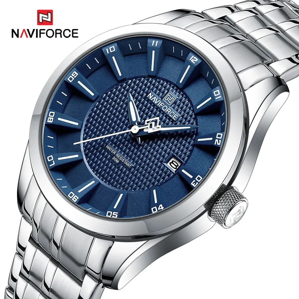 Ảnh Naviforce 8032 Đồng hồ đeo tay nam Lịch sang trọng Đồng hồ nam doanh nhân Thép không gỉ Thể thao Quân đội Đồng hồ nguyên bản 1