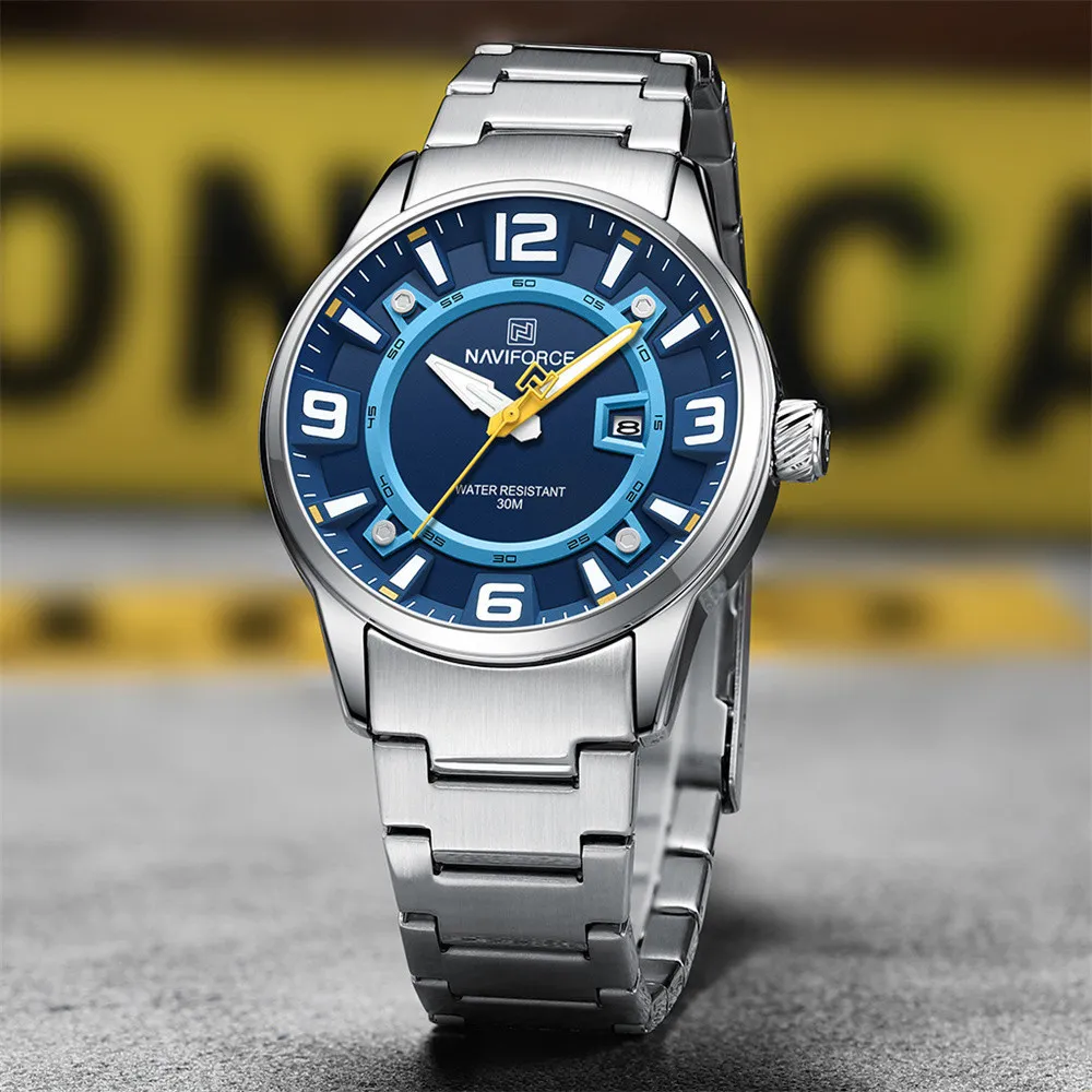 Ảnh Naviforce 8044 Đồng hồ đeo tay nam Thương hiệu hàng đầu Đồng hồ chống nước sang trọng Thép không gỉ Thể thao Quân đội Thạch anh Đồng hồ nguyên bản 4