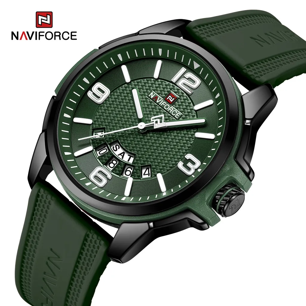 Ảnh Naviforce 9215T Nam Thương Hiệu Sang Trọng Chống Thấm Nước Ngày Tuần Cao Su Thể Thao Quân Đội Đồng Hồ Thạch Anh 1