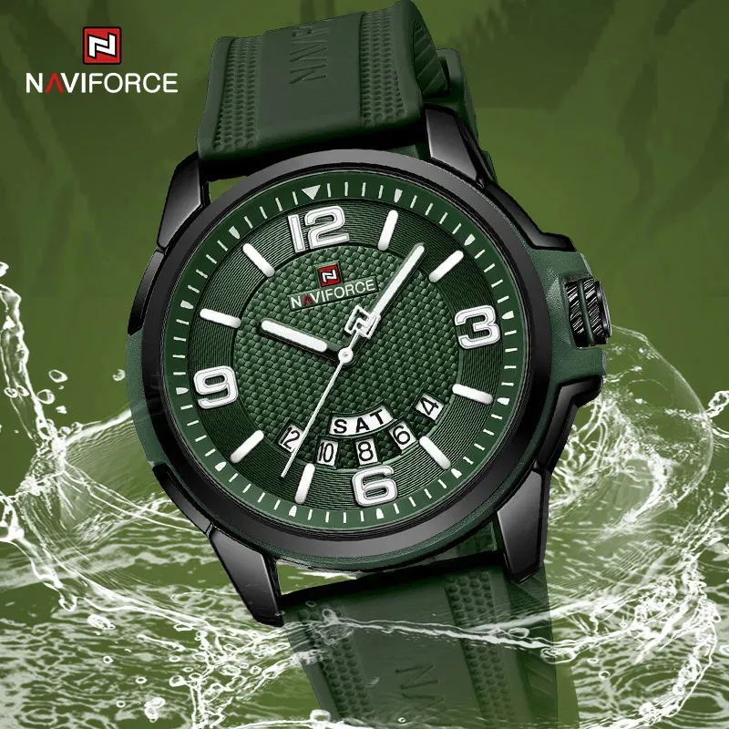 Ảnh Naviforce 9215T Nam Thương Hiệu Sang Trọng Chống Thấm Nước Ngày Tuần Cao Su Thể Thao Quân Đội Đồng Hồ Thạch Anh 4