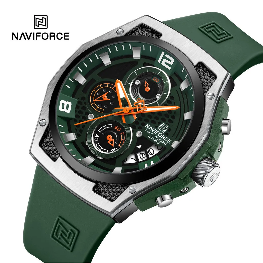 Ảnh Naviforce Chronograph Đồng hồ đeo tay Thương hiệu hàng đầu Thể thao sang trọng Đồng hồ nam quân đội Ngày tự động thạch anh Chống nước Đồng hồ nam nguyên bản 1