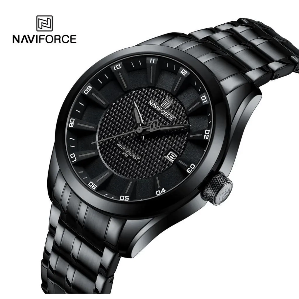 Ảnh Naviforce Nam Thạch Anh Chống Thấm Nước Kinh Doanh Cổ Tay Cổ Tay Dây Thép Không Gỉ Đồng Hồ Ngày 1