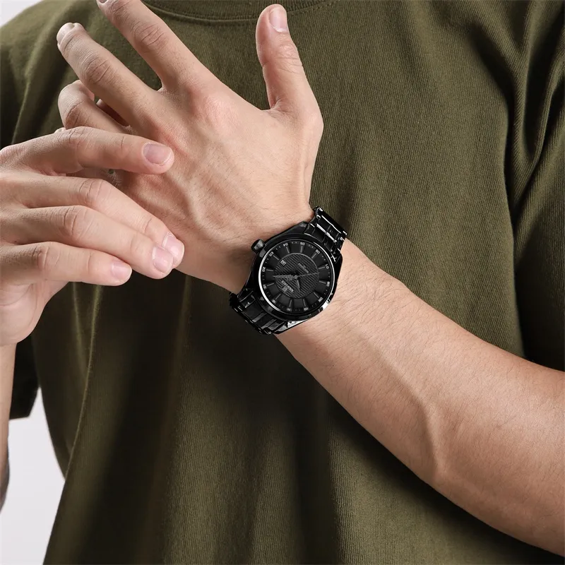 Ảnh Naviforce Nam Thạch Anh Chống Thấm Nước Kinh Doanh Cổ Tay Cổ Tay Dây Thép Không Gỉ Đồng Hồ Ngày 3