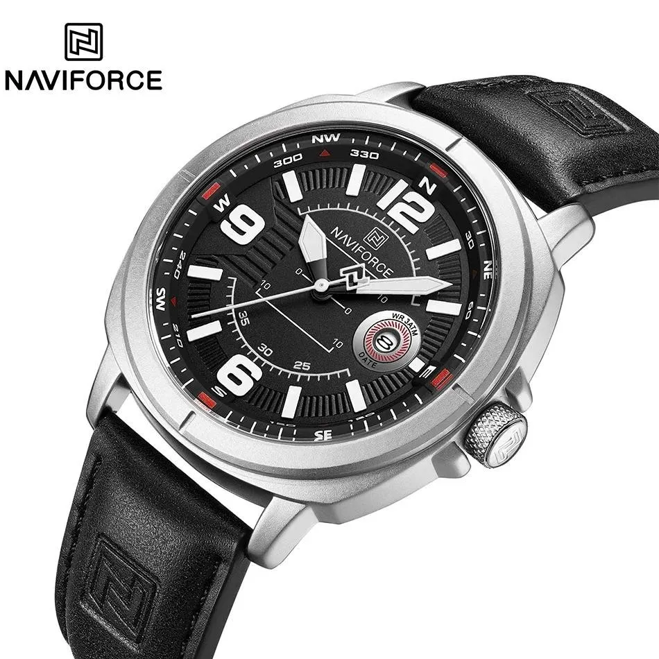 Ảnh NAVIFORCE NF8078 Chất Lượng Cao PU Ban Nhạc Lịch Đồng Hồ Đeo Tay Nam Thương Hiệu Đồng Hồ Thạch Anh Tự Động Hiển Thị Ngày Đồng Hồ Chống Thấm Nước 1