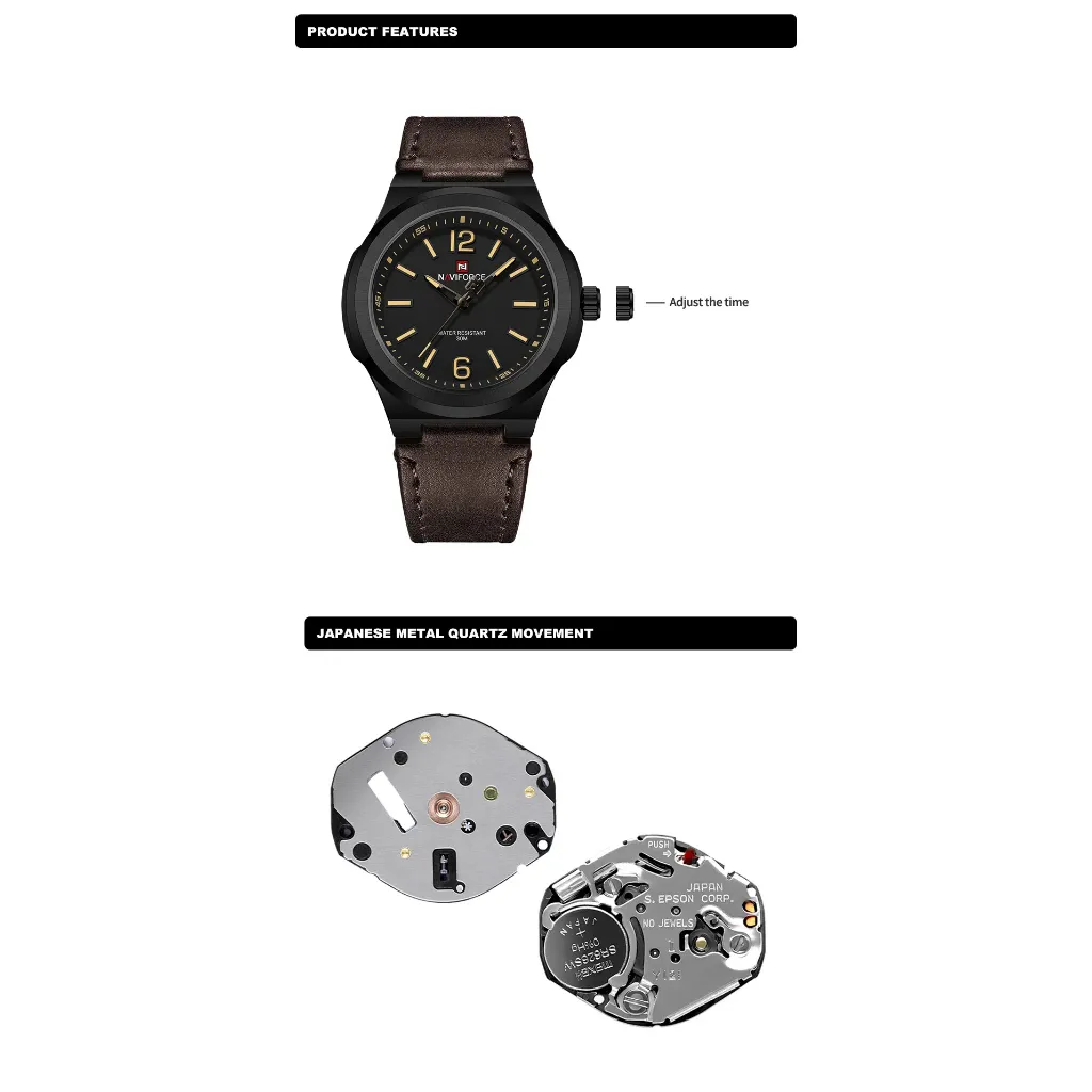 Ảnh Naviforce NF9233 Nam Thương Hiệu Sang Trọng Chống Thấm Nước Thông Thường Dây Đeo PU Thể Thao Quân Sự Đồng Hồ Thạch Anh Chính Hãng 4